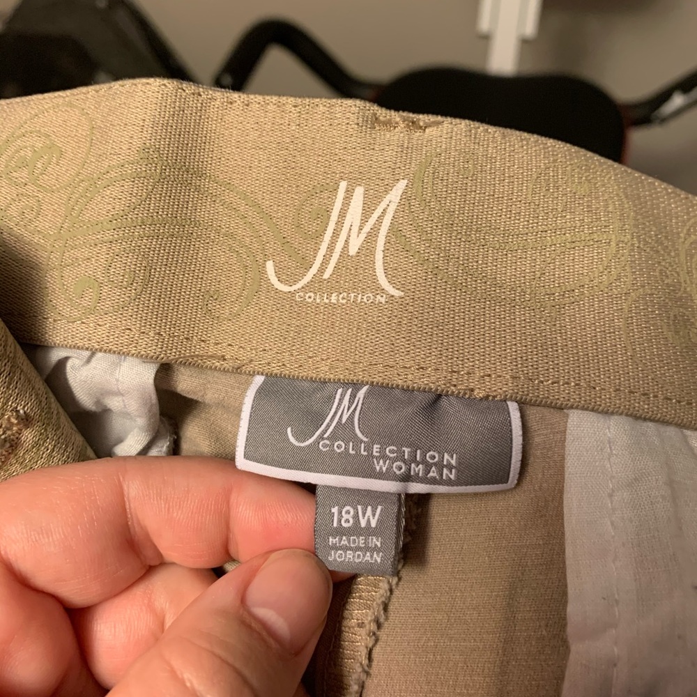 Khaki colored slacks